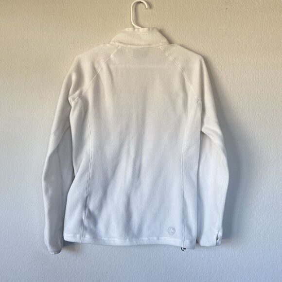 Marmot Womens White full zip fleece jacket pockets Thumb Holes Polartec Size Med - Picture 2 of 12